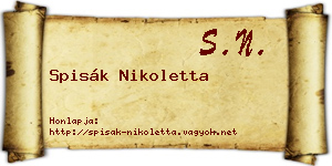 Spisák Nikoletta névjegykártya